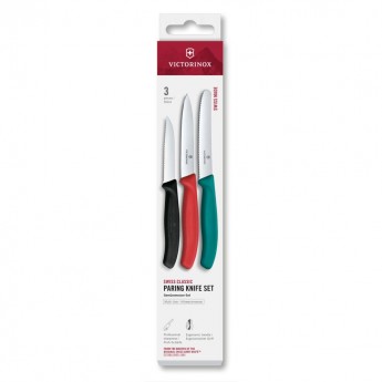 Набор ножей для очистки овощей VICTORINOX SWISS CLASSIC 3 ножа черн/крас/зел 6.7116.34C1 Набор ножей для очистки овощей VICTORINOX SWISS CLASSIC 3 ножа черн/крас/зел 6.7116.34C1