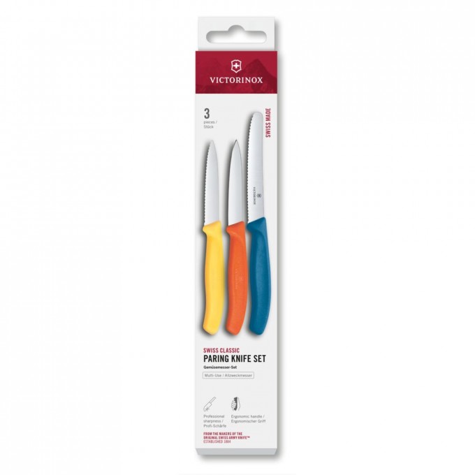 Набор ножей для очистки овощей VICTORINOX SWISS CLASSIC 3 ножа желт/оранж/син 6.7116.32C1 Набор ножей для очистки овощей VICTORINOX SWISS CLASSIC 3 ножа желт/оранж/син 6.7116.32C1