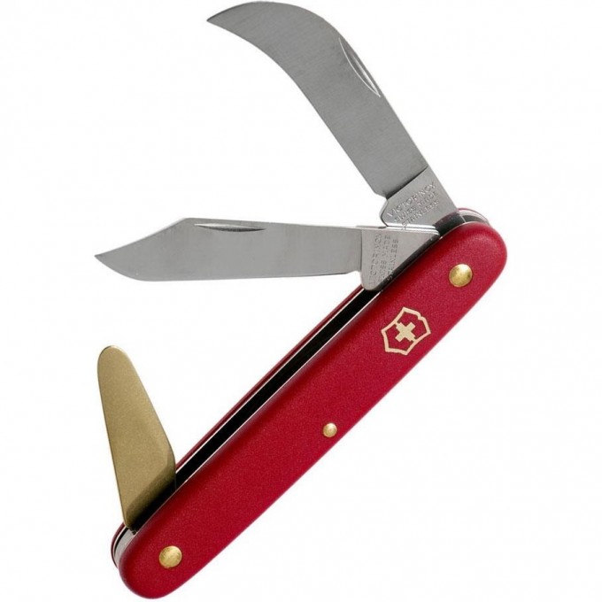 Нож садовый VICTORINOX ECOLINE прививочный, 100мм, 3 функции, красный 3.9116